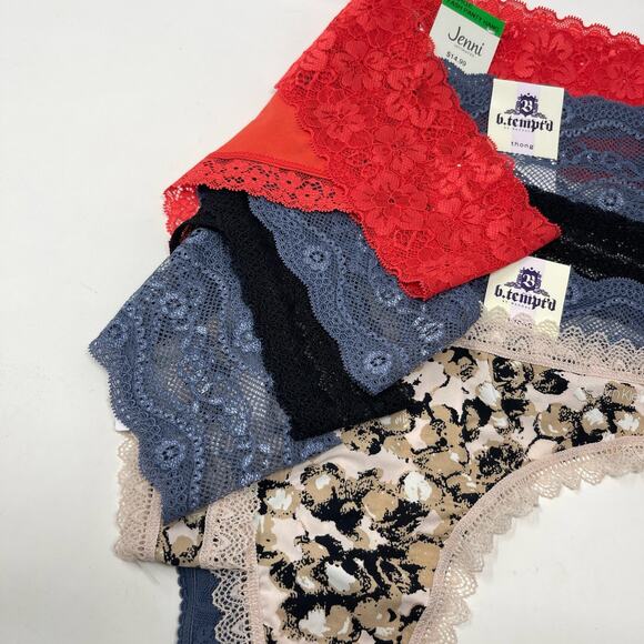 Calvin Klein, b.tempt’d, Jenni NWT 5 Pack Bundle Panties Thong Lace SZ L Multi - Picture 2 of 14